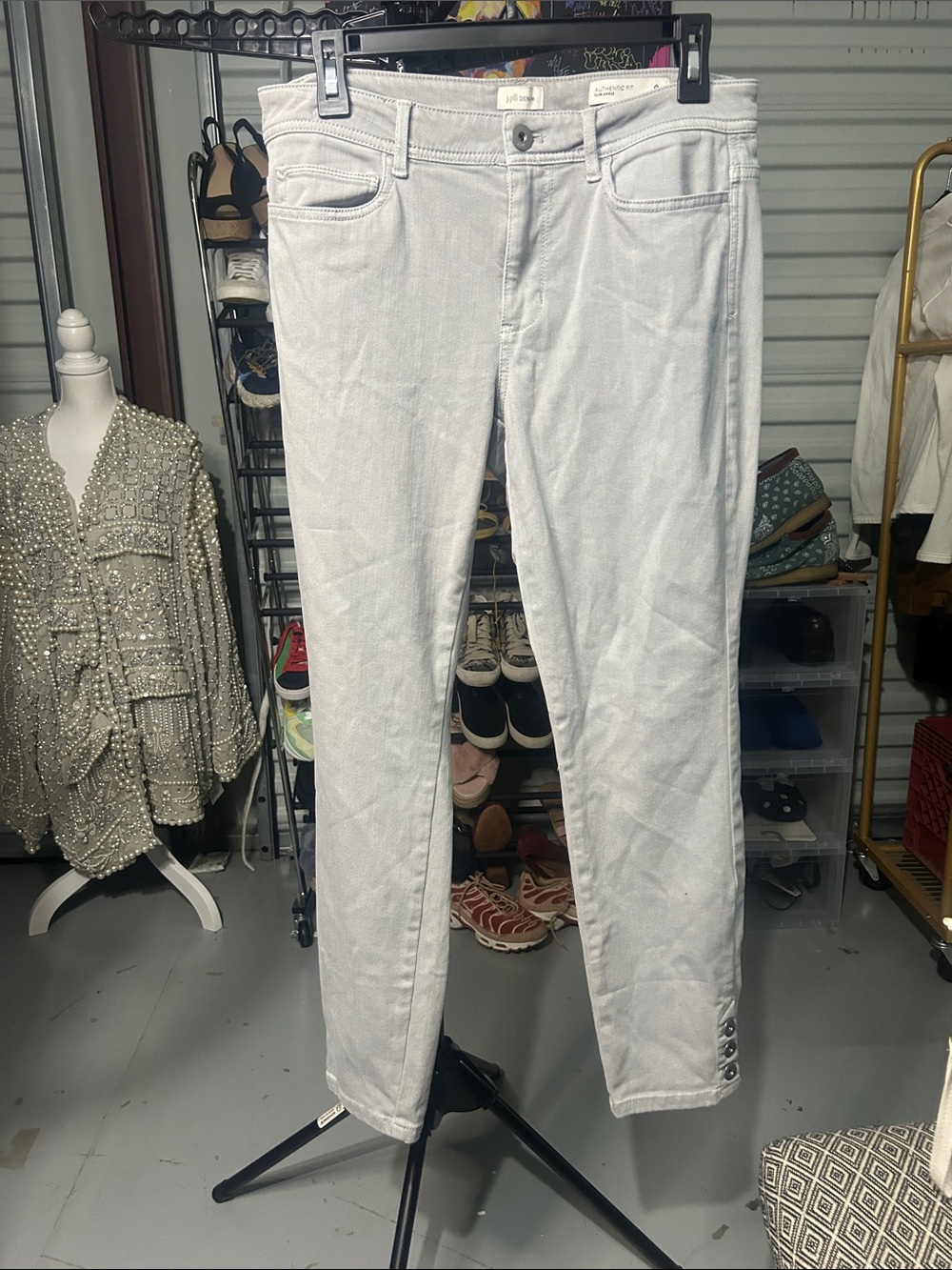 J. Jill Light Gray Ankle Button-Hem Jeans light weight size 8